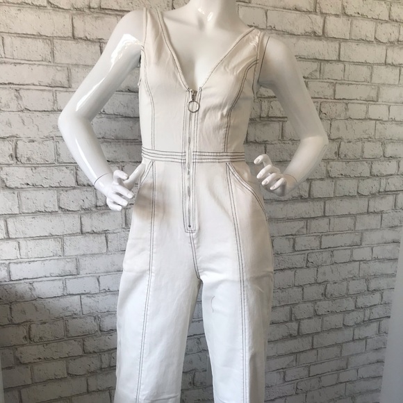 White Jean Jumpsuit - Picture 1 of 1